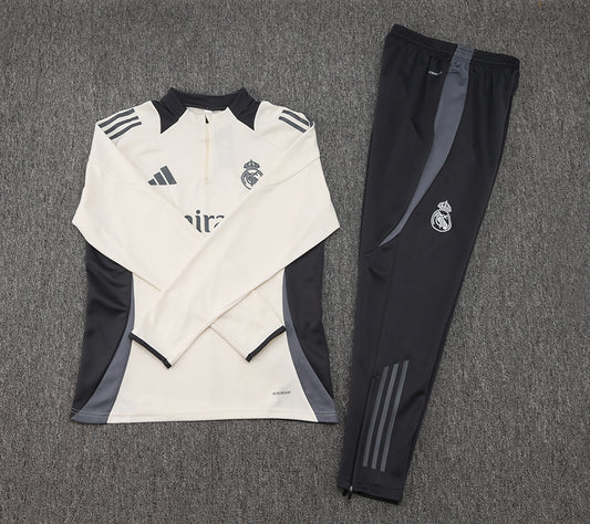 Brand New Real Madrid Tracksuit Beige Mens And Kids