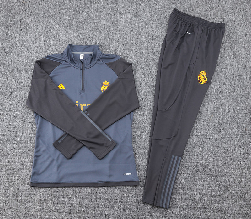 Brand New Real Madrid Tracksuit Gray Mens And Kids